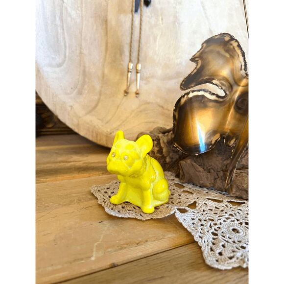 Westmoreland Mold French Bulldog Figurine –Dandelion Yellow– Mosser Glass – Rhin - Picture 6 of 6
